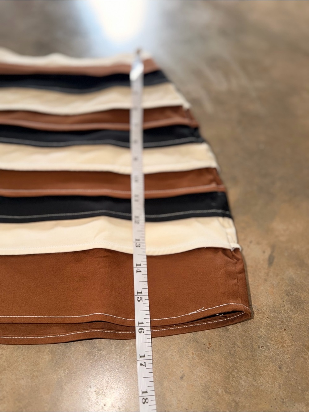 Strut & Bolt Brown Black Cream Striped Layered Mini Skirt M Boutique - Picture 5 of 10